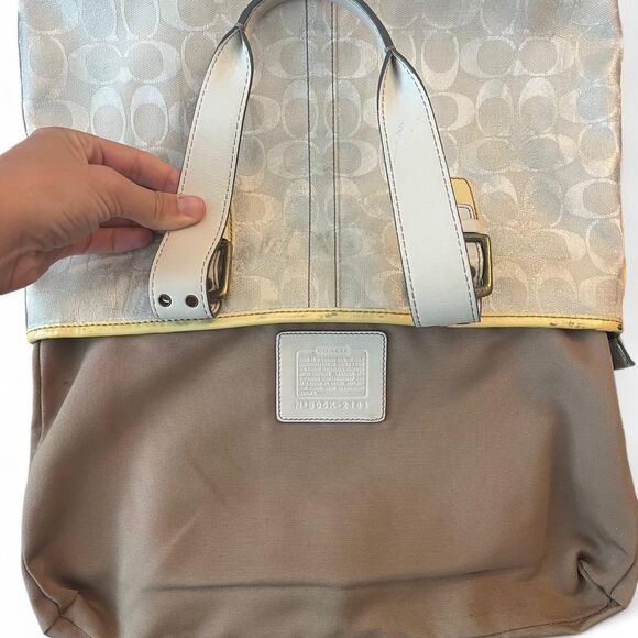 Coach Signature Limited Edition Metallic Silver Slim Tote - Picture 8 of 8